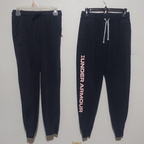 Under Armour Other - Lot of 2 Under Armour Kids Joggers Youth Large Black Fleece Athletic Pants GUC